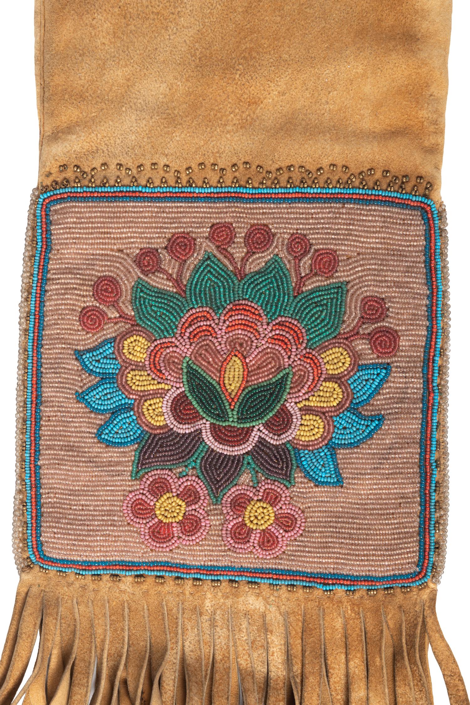 Cree Beaded Hide Tobacco Bag