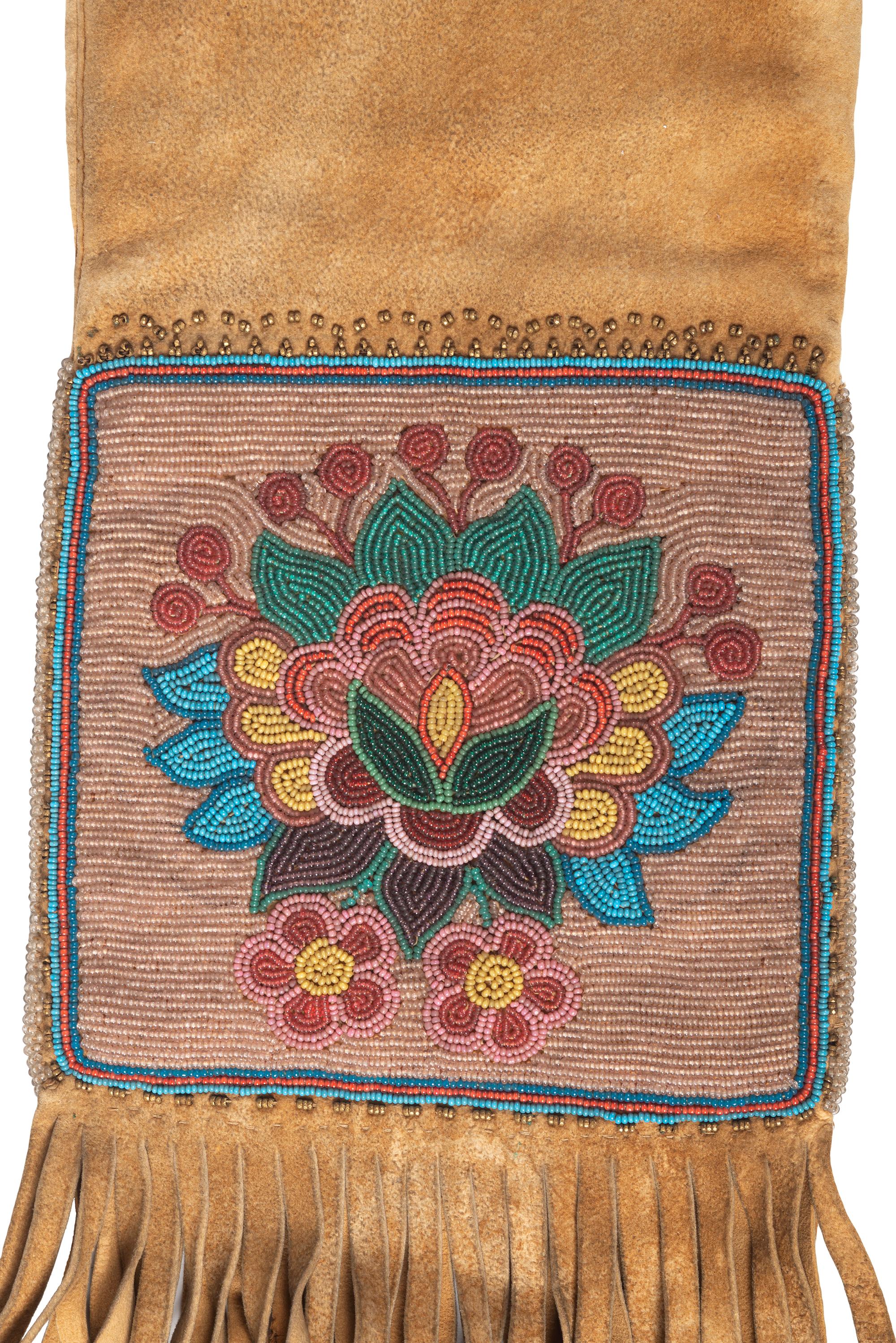 Cree Beaded Hide Tobacco Bag