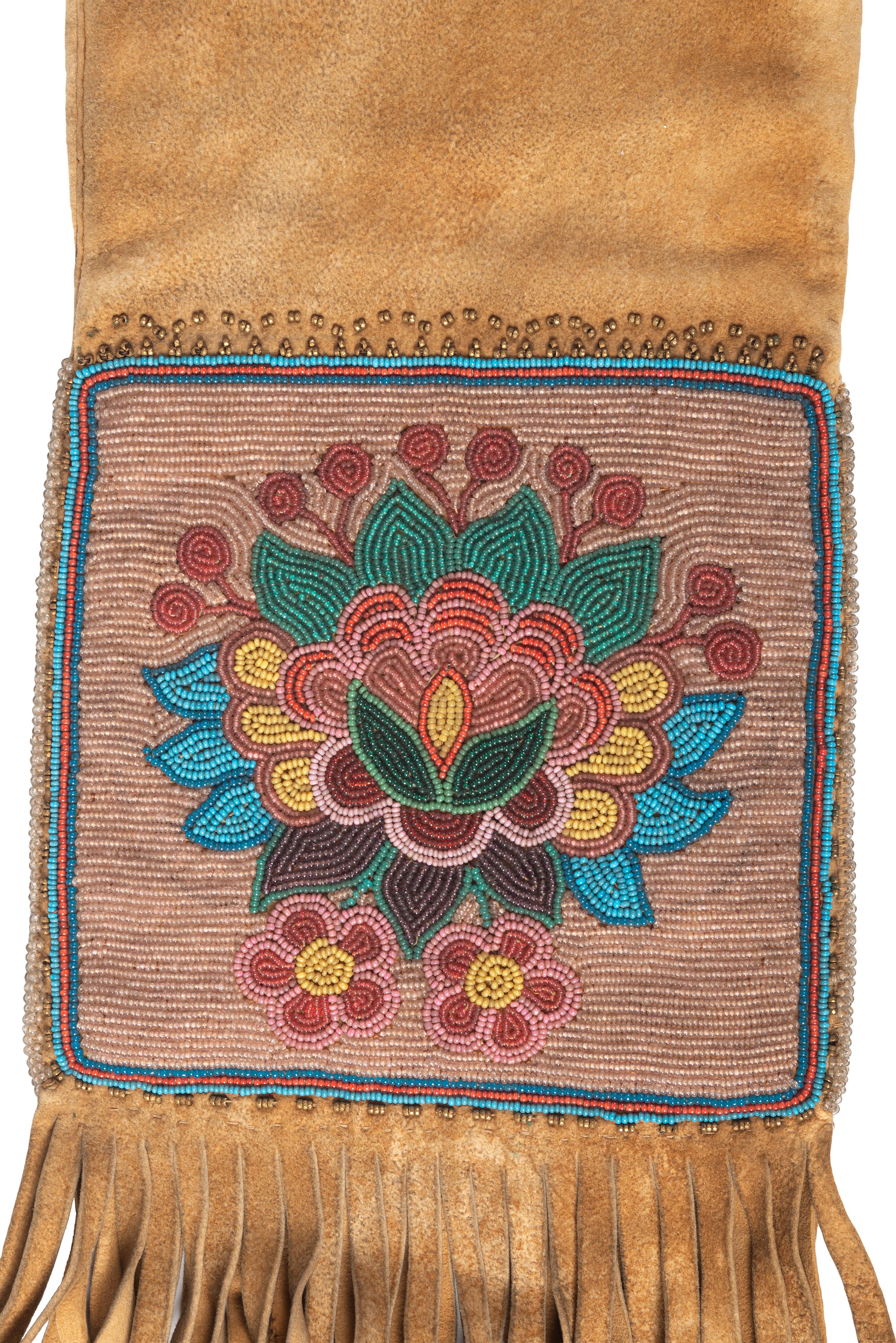 Cree Beaded Hide Tobacco Bag