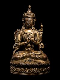 A Tibetan Gilt Bronze Seated Figure of Maitreya