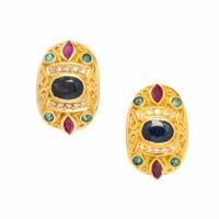 Multigem and Yellow Gold Earrings