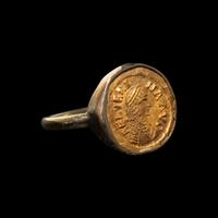 A Byzantine Gold Tremissis of the Empress Aelia Verina — Set in a gold ring