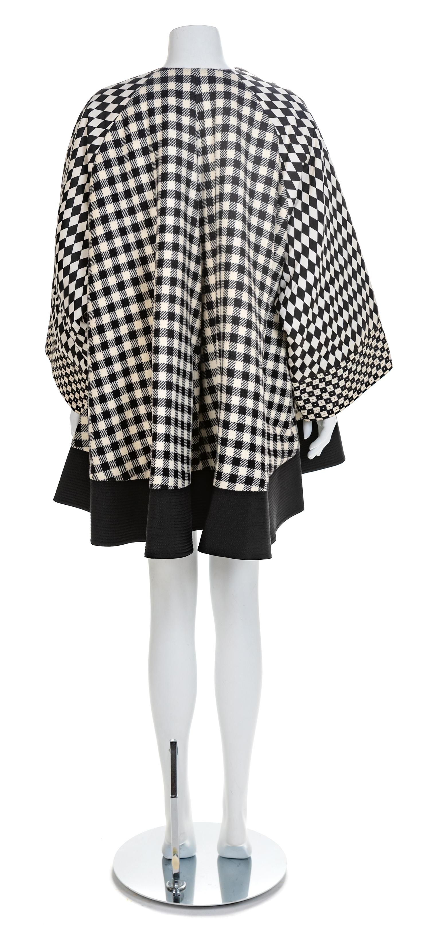Versace Multicolor, Black and White Swing Coat, 1990s