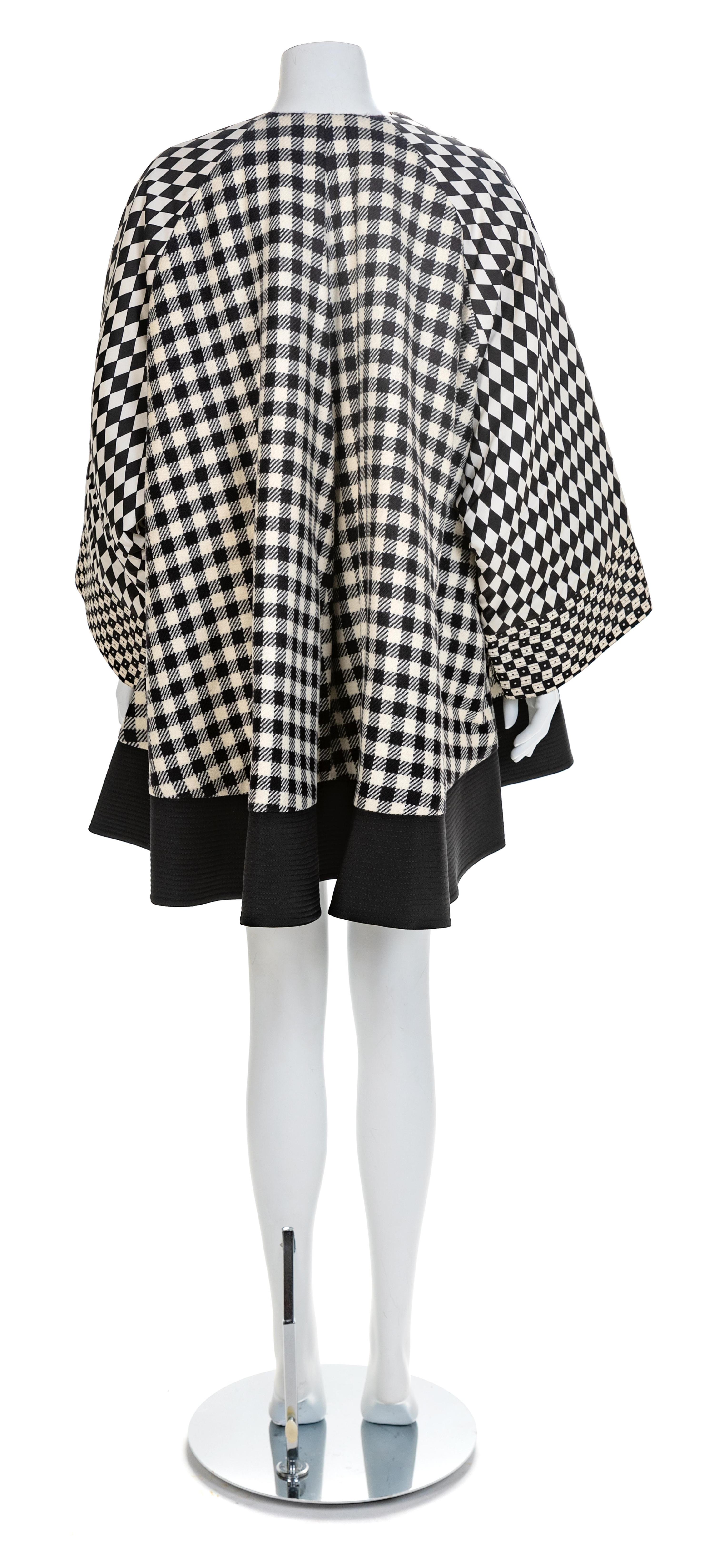 Versace Multicolor, Black and White Swing Coat, 1990s