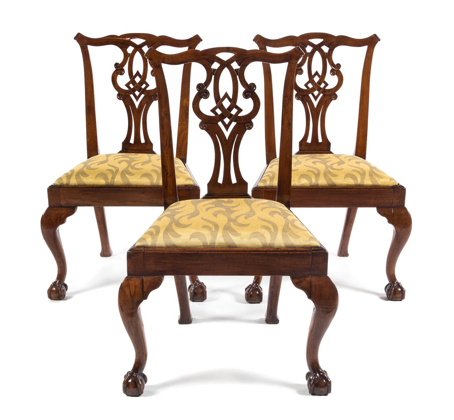 A Set of Three George II Mahogany Dining Chairs Height 36 1/4 inches. — MID-18TH CENTURY