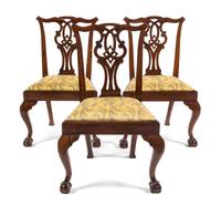 A Set of Three George II Mahogany Dining Chairs Height 36 1/4 inches. — MID-18TH CENTURY
