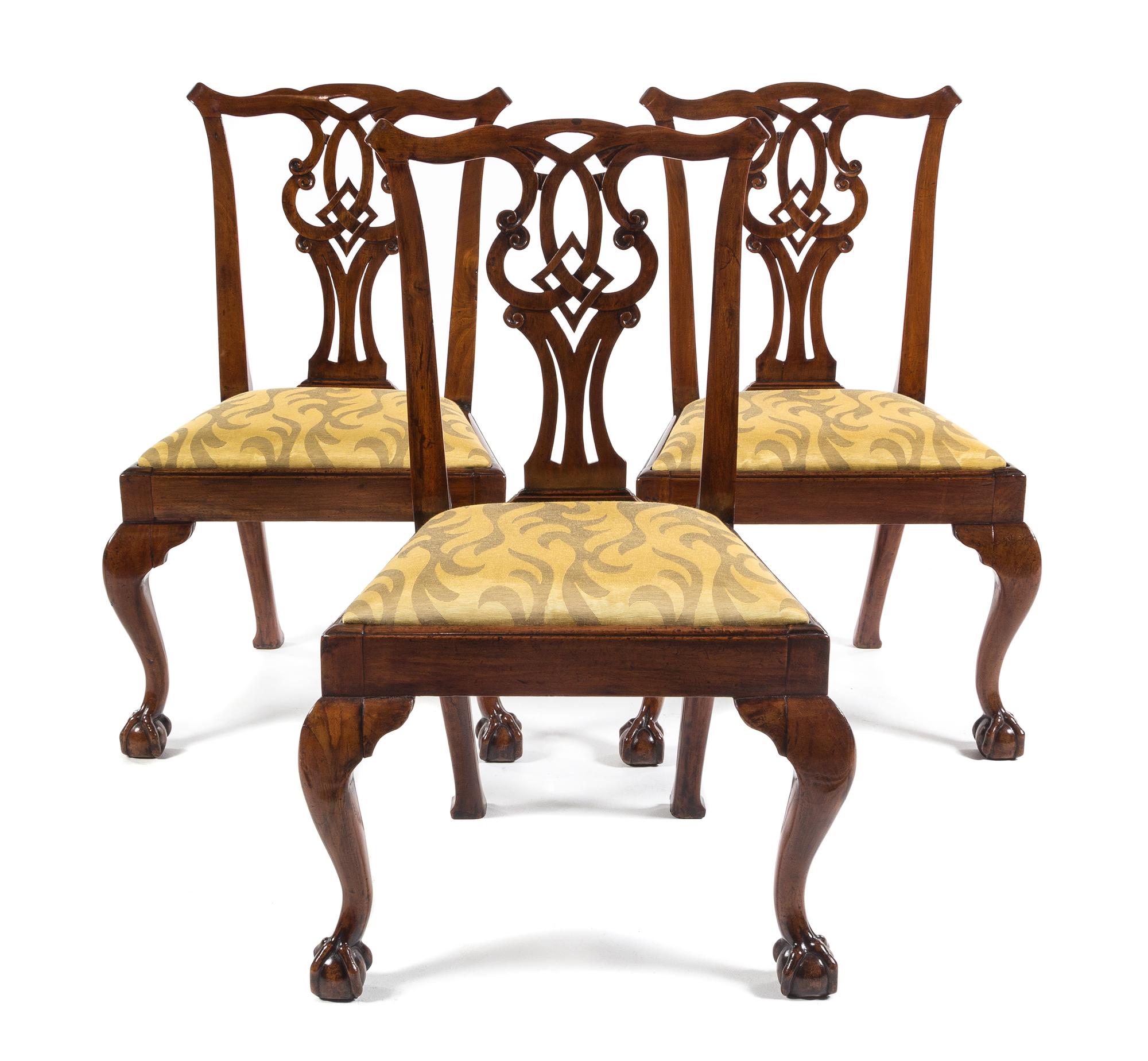 A Set of Three George II Mahogany Dining Chairs Height 36 1/4 inches. — MID-18TH CENTURY