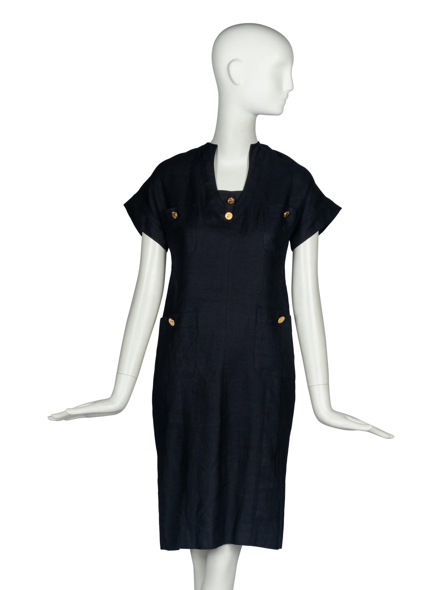 CHANEL BLACK LINEN DRESS