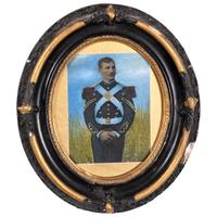 [EARLY PHOTOGRAPHY - PORTRAITURE]. A group of 6 folk art hand-painted tintypes of soldiers in uniform, comprising: