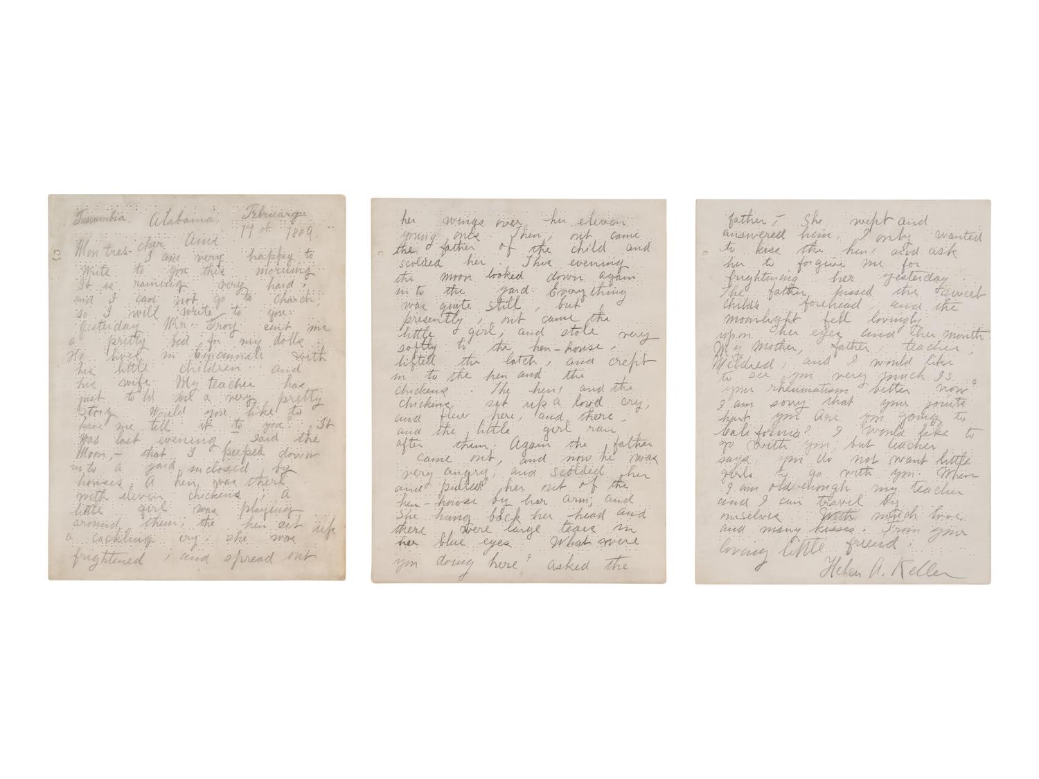 KELLER, Helen Adams (1880-1968) and Michael ANAGNOS (1837-1906 ). A small archive of materials related to Keller and Anagnos, including: