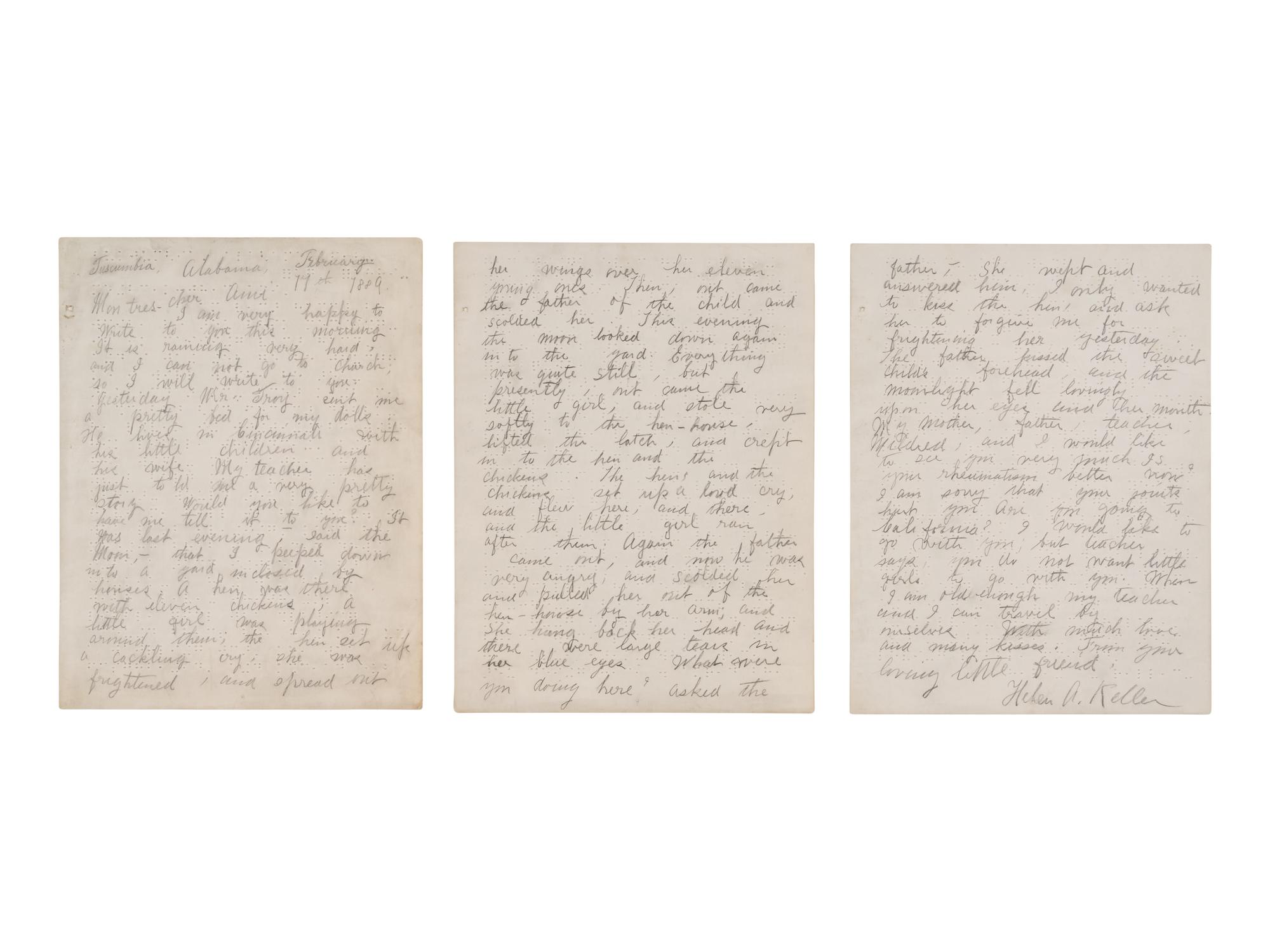 KELLER, Helen Adams (1880-1968) and Michael ANAGNOS (1837-1906 ). A small archive of materials related to Keller and Anagnos, including: