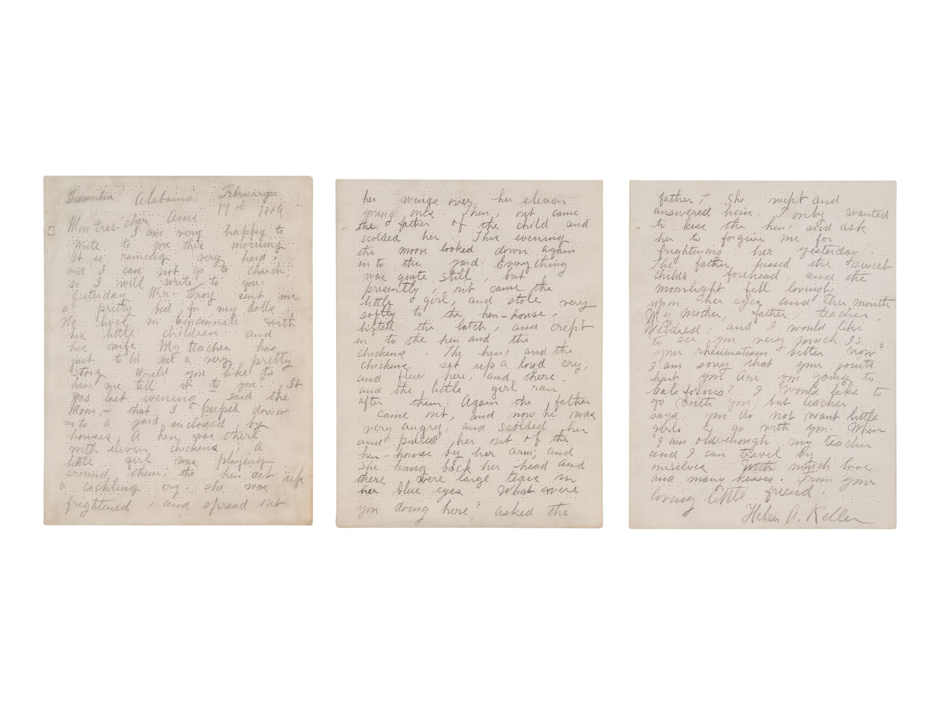 KELLER, Helen Adams (1880-1968) and Michael ANAGNOS (1837-1906 ). A small archive of materials related to Keller and Anagnos, including: