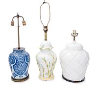 Three Glazed Ceramic Table Lamps