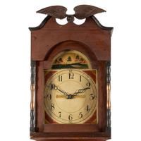 An Ohio Red-Painted Case Clock with Folk Art Eagle Finial