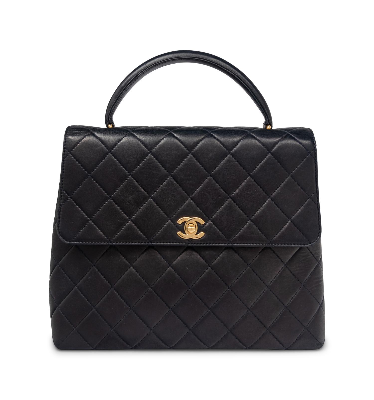 Chanel Top-Handle Bag in Navy Lambskin