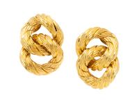 ITALIAN, YELLOW GOLD KNOT EARRINGS