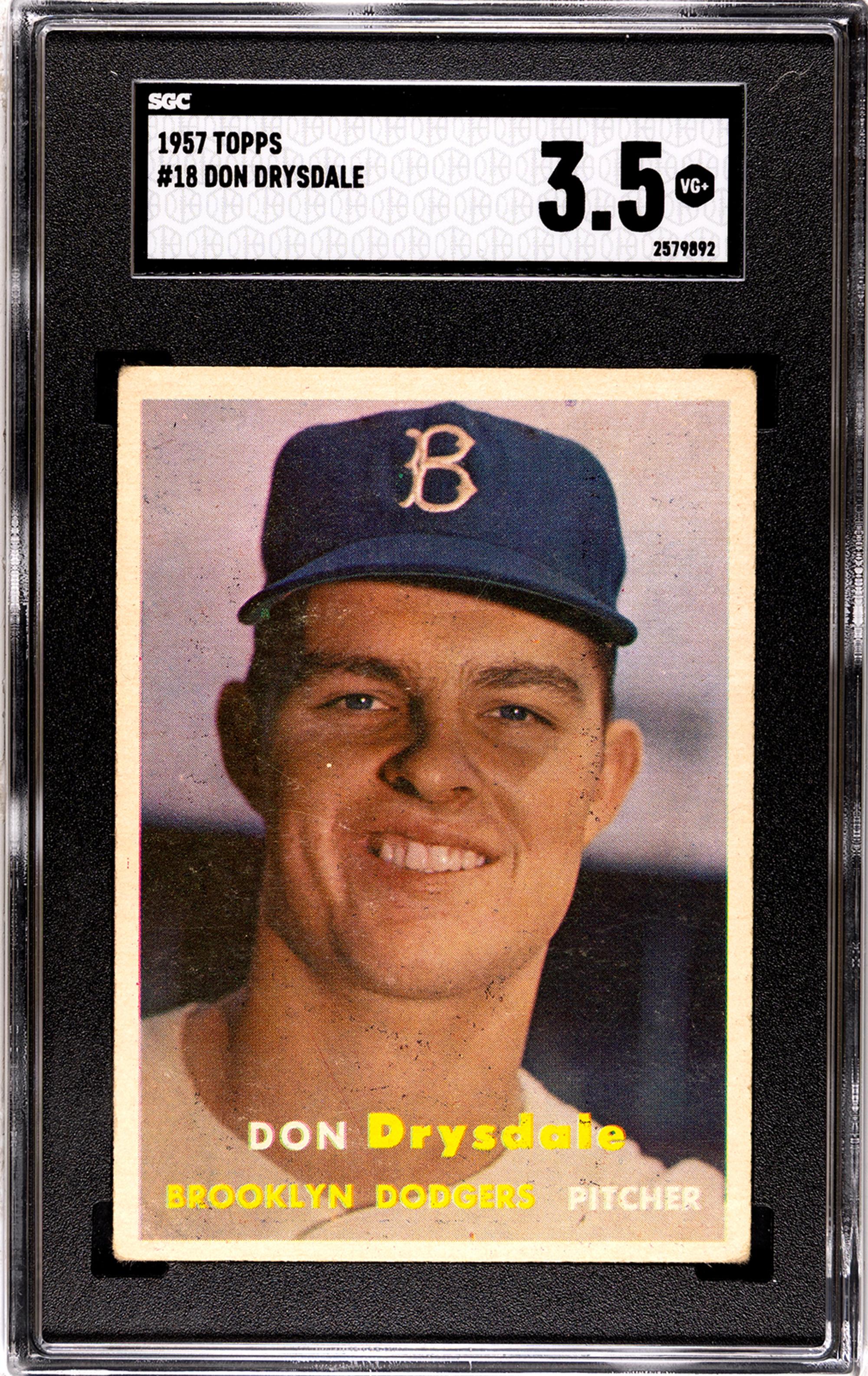 A Group of 1957 Topps Sandy Koufax, Don Drysdale and Jim Bunning Baseball Cards No. 338 (SGC 4 VG-EX)