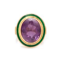 DE VROOMEN, AMETHYST AND ENAMEL RING