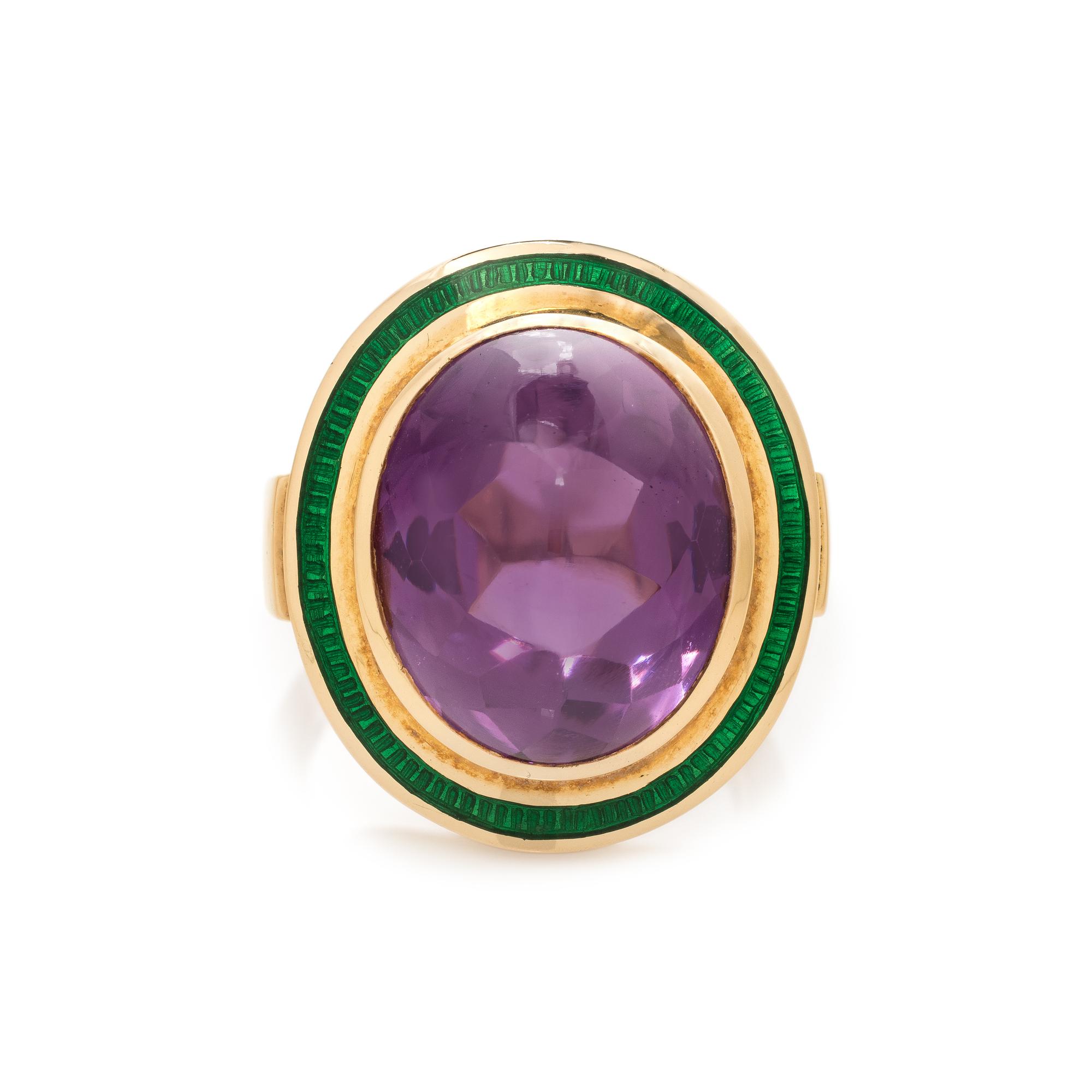 DE VROOMEN, AMETHYST AND ENAMEL RING