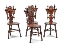 A Set of Four Levantine Marquetry Side Chairs