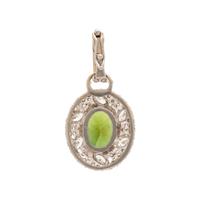 Green Tourmaline, Diamond, and White Gold Pendant and Ring