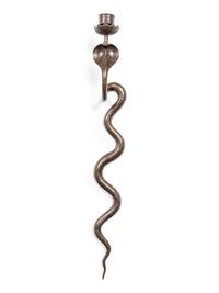 A Pair of Brass Cobra Single-Light Sconces and a Bronze Single-Light Cobra Sconce