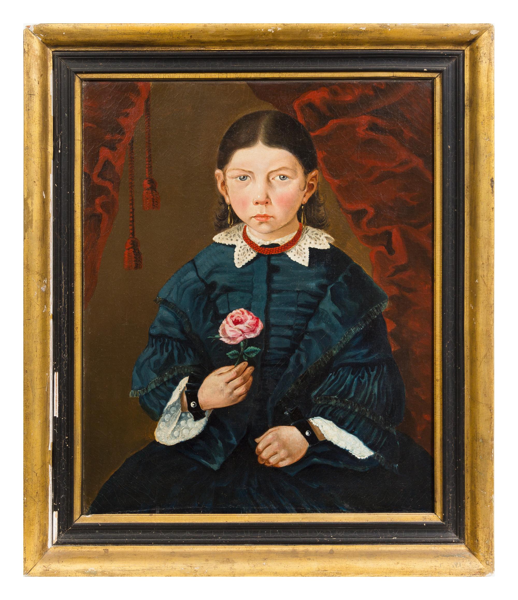 Artist Unknown, (American, 19th Century), Portraits of Sisters (a pair of works)