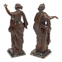 A Pair of French Patinated Bronze Figures
