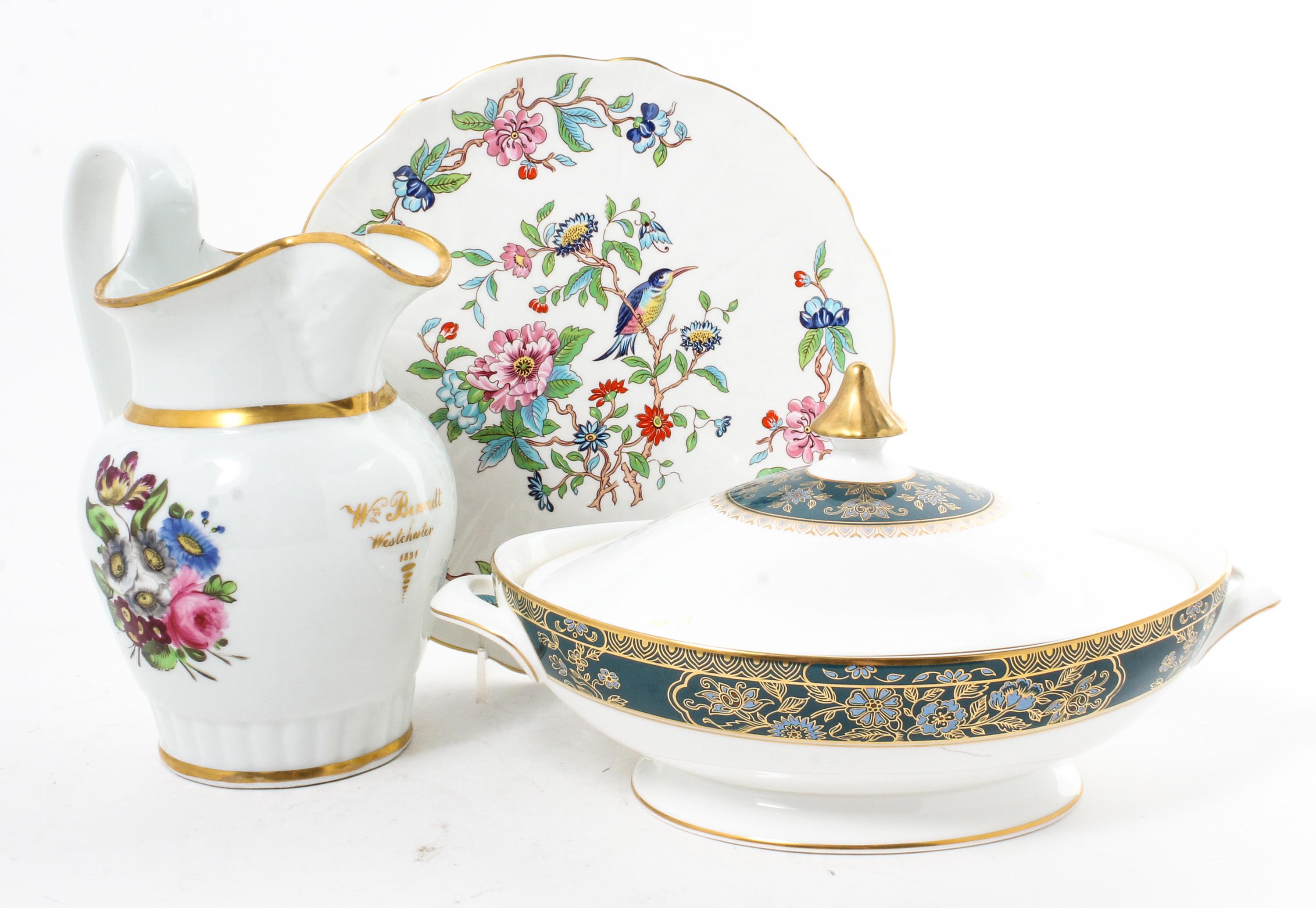 Three English Porcelain Articles Height of pitcher 9 1/2 inches.