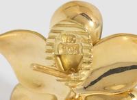 A Pair of 18K Yellow Gold and Diamond Dogwood Earrings