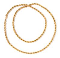 A 14 Karat Yellow Gold Rope Chain Necklace,