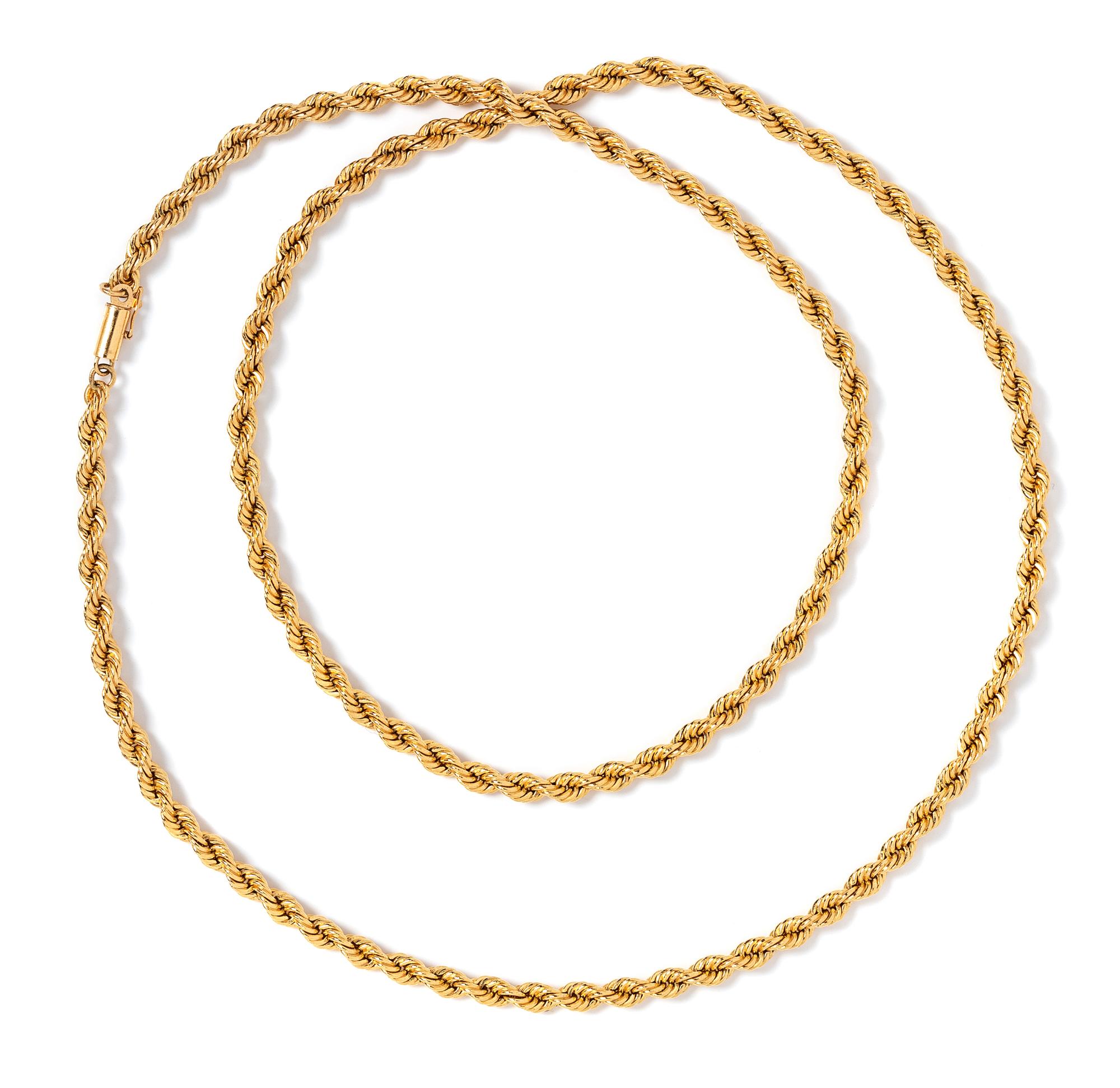 A 14 Karat Yellow Gold Rope Chain Necklace,