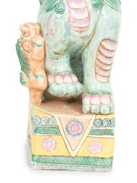 A Pair of Chinese Glazed Ceramic Seated Foo Lions