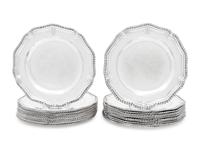 Two Sets of Twelve George III Silver Dinner Plates