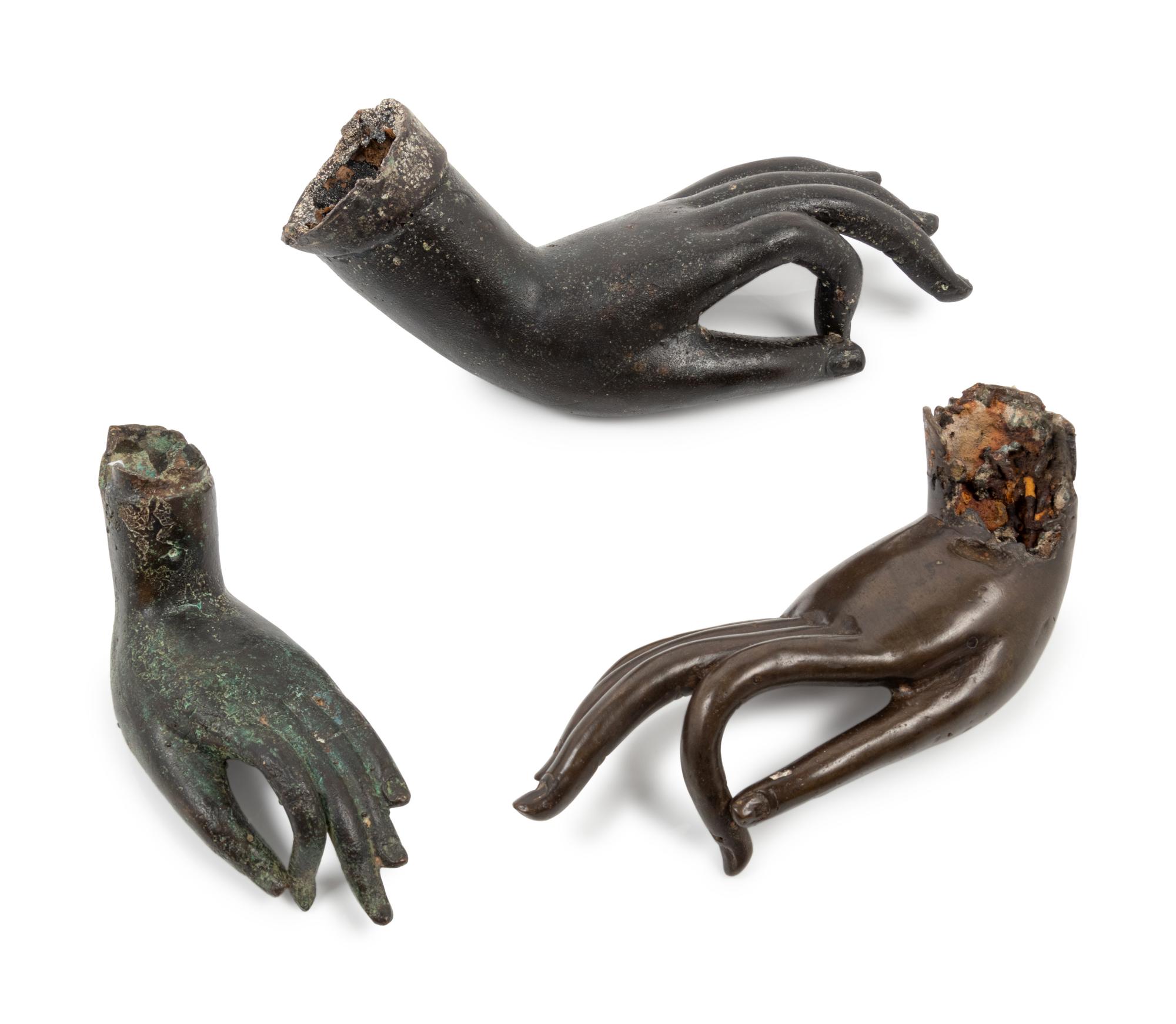 Three Southeast Asian Bronze Hand Fragments