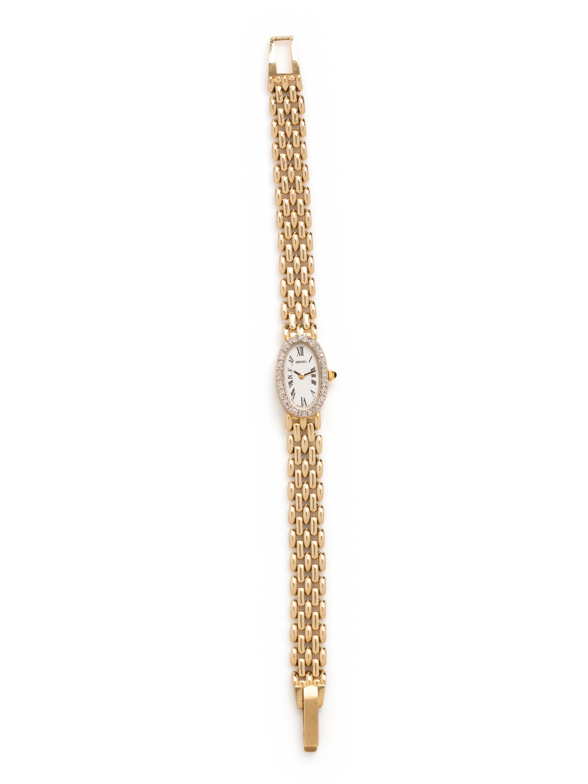 SEIKO, 14K YELLOW GOLD AND DIAMOND WATCH