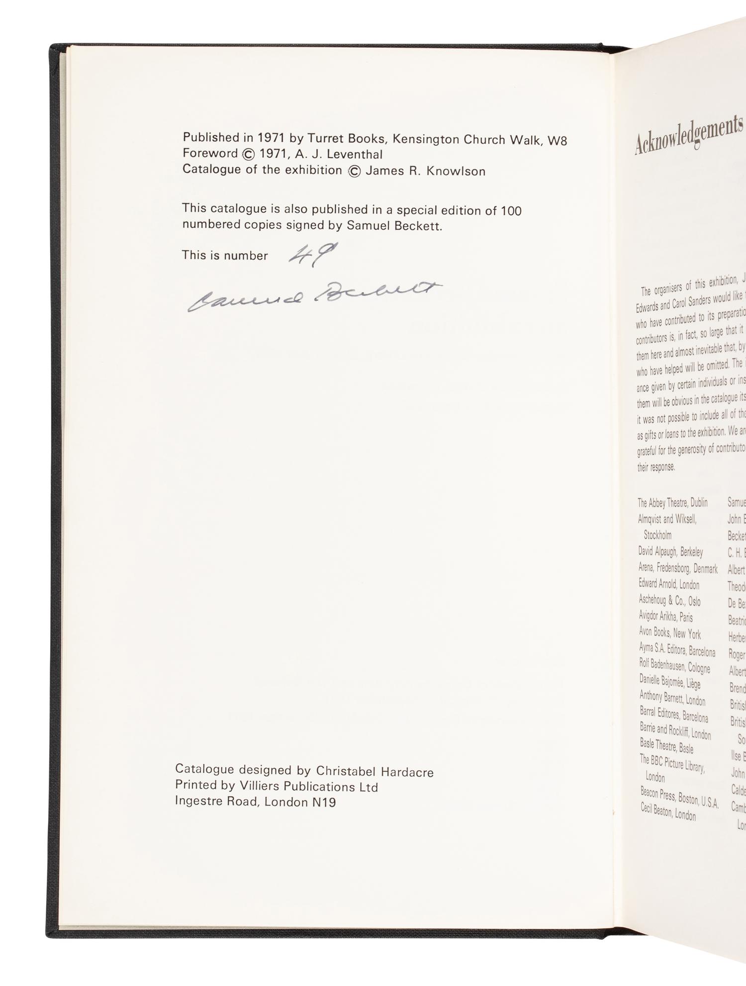 BECKETT, Samuel (1906-1989). A group of 22 Limited and English editions, including: