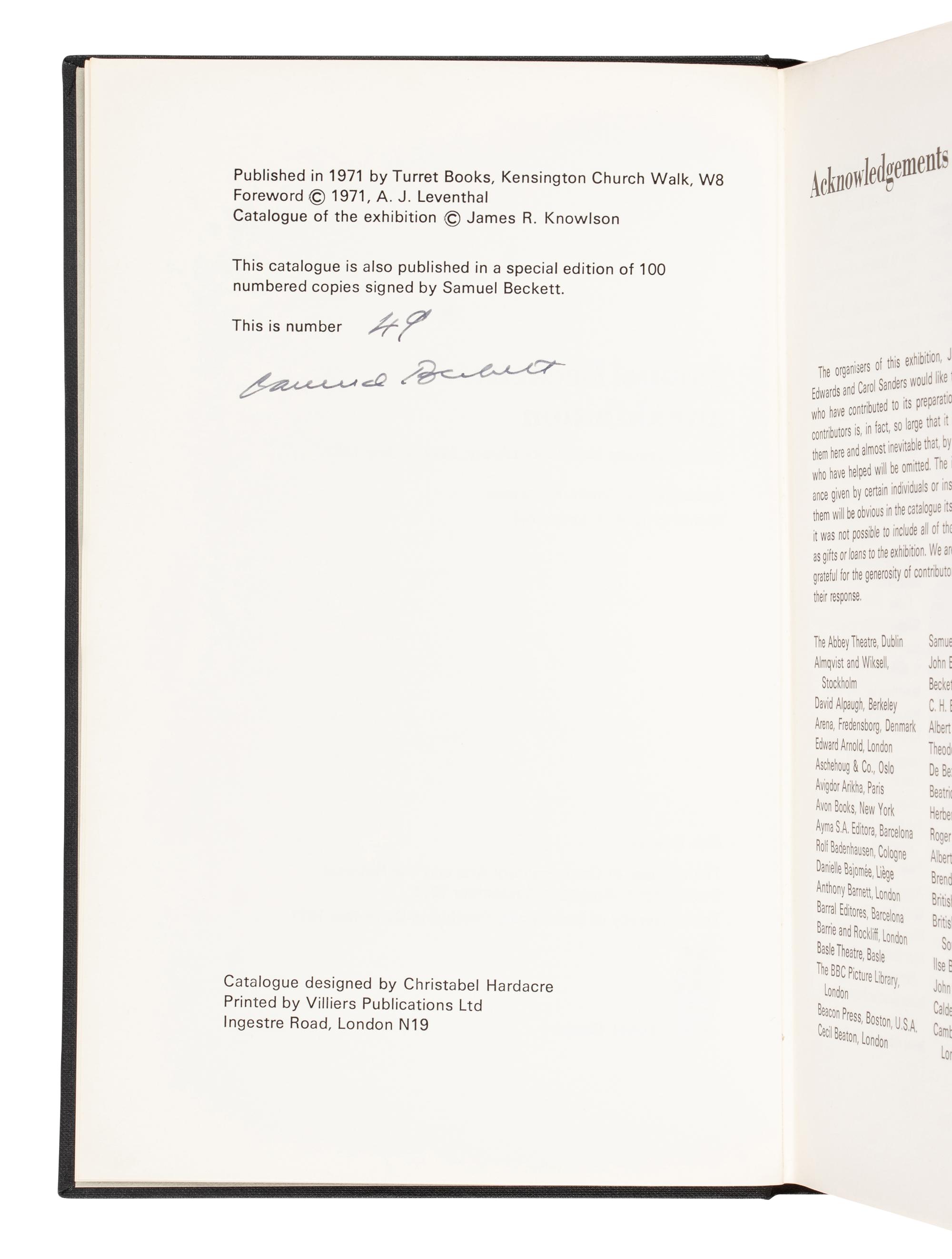 BECKETT, Samuel (1906-1989). A group of 22 Limited and English editions, including: