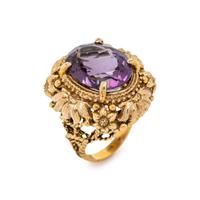 YELLOW GOLD AND AMETHYST RING