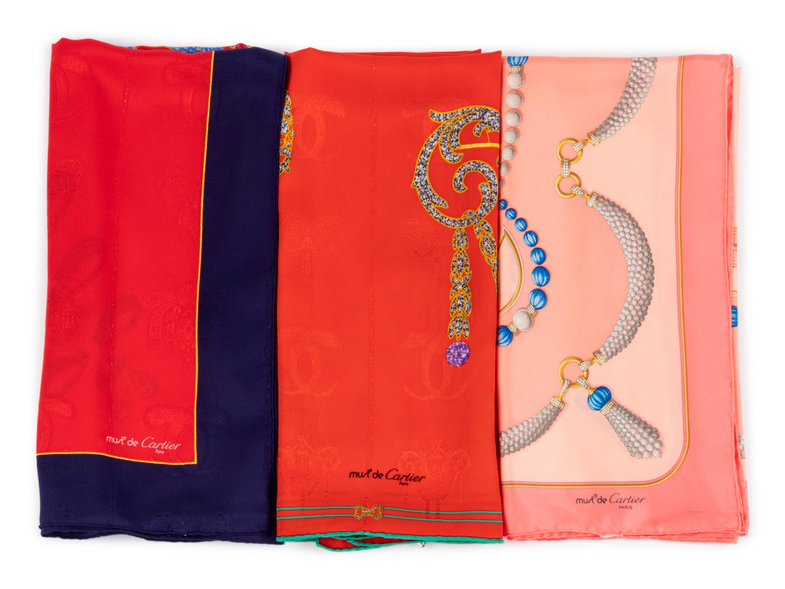 Collection of Five Cartier Scarves, 1980-2000s