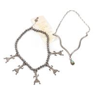 Two Southwestern Silver Necklaces Length of first 17 inches