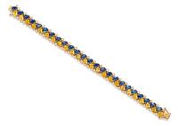 An 18 Karat Yellow Gold, Sapphire and Diamond Bracelet, 27.20 dwts.