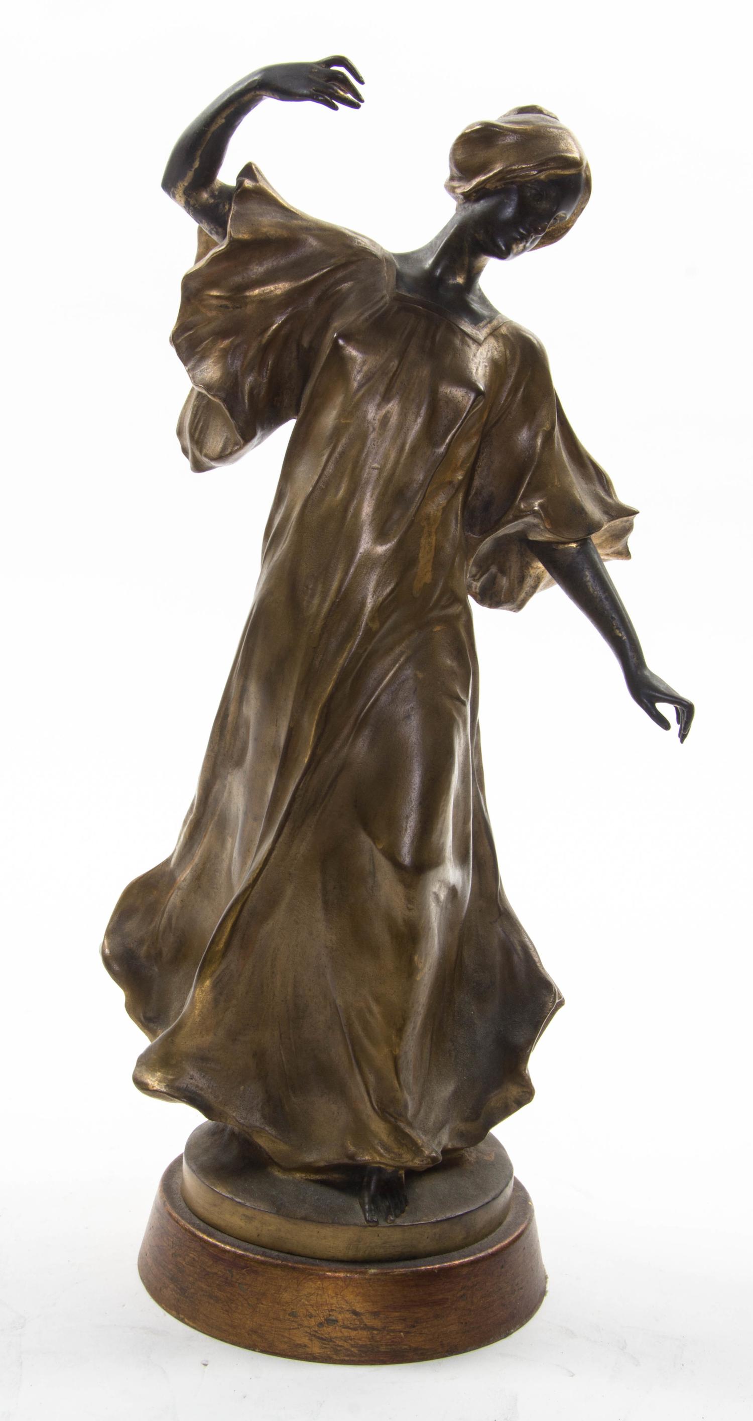 A Continental Gilt Bronze Figure, F. GRUBE, Height 15 1/4 inches. — F. GRUBE,