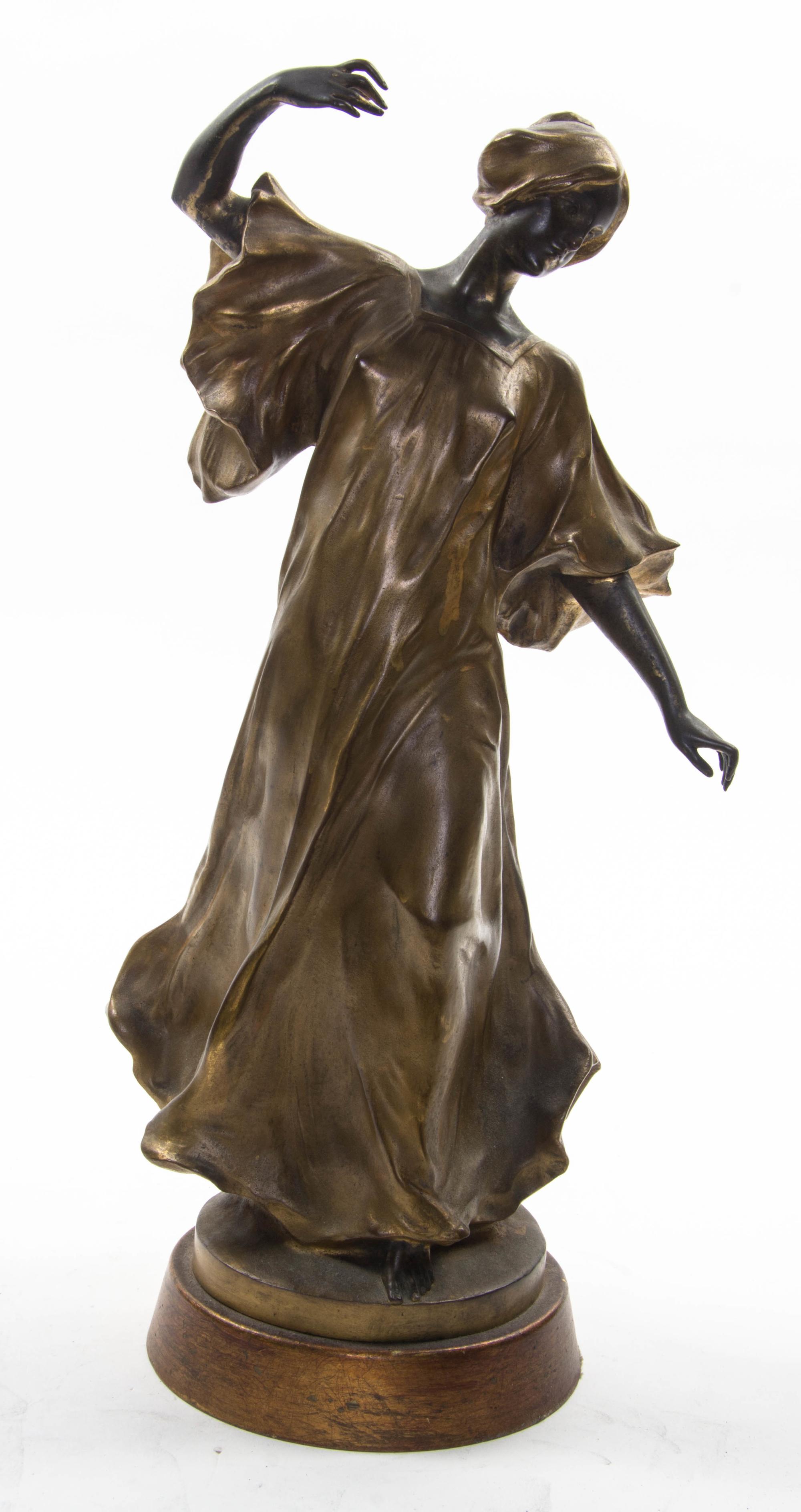 A Continental Gilt Bronze Figure, F. GRUBE, Height 15 1/4 inches. — F. GRUBE,