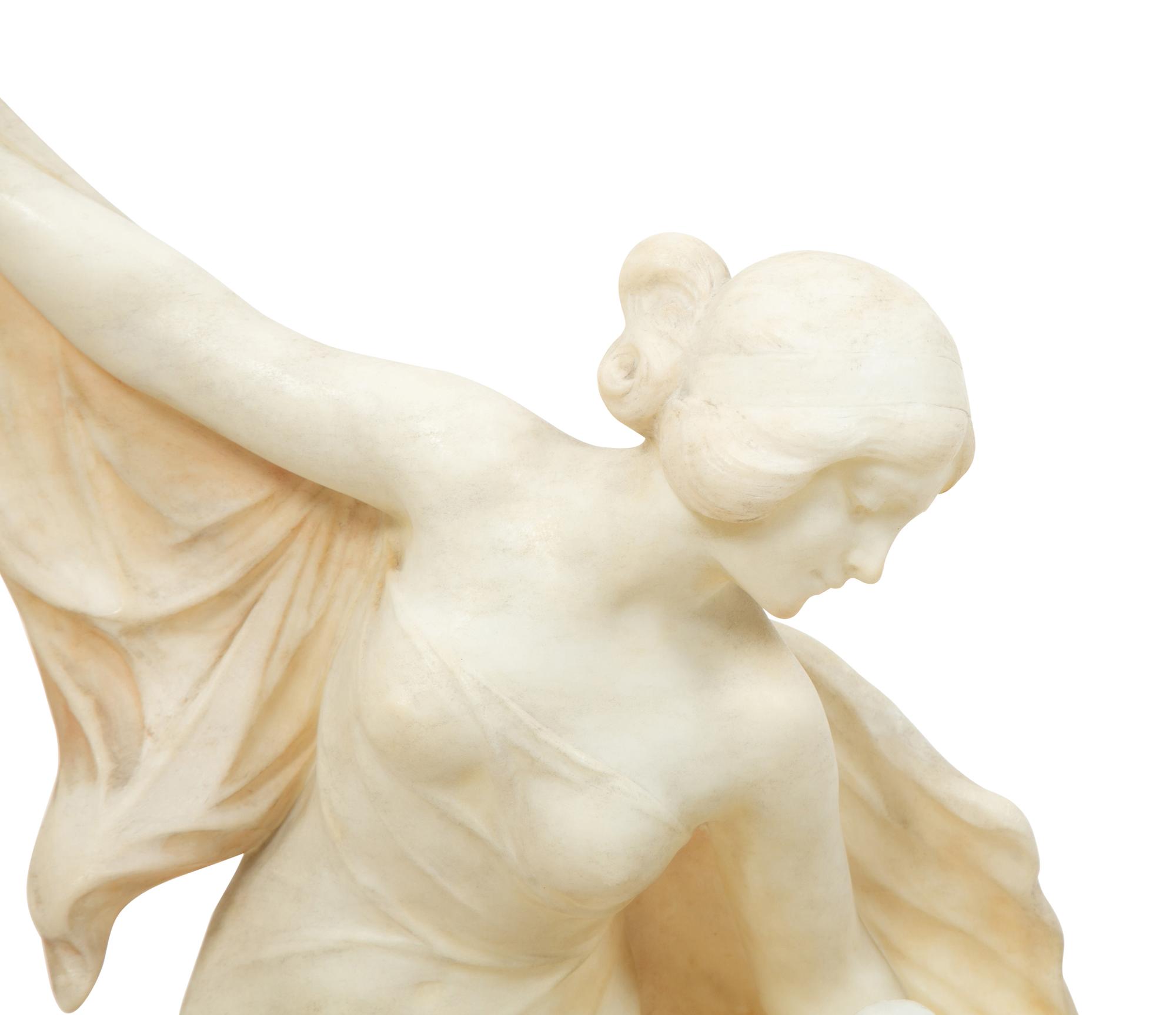 An Italian Carved Alabaster Figural Lamp