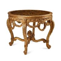 A Louis XVI Style Giltwood and Tiger's Eye Center Table