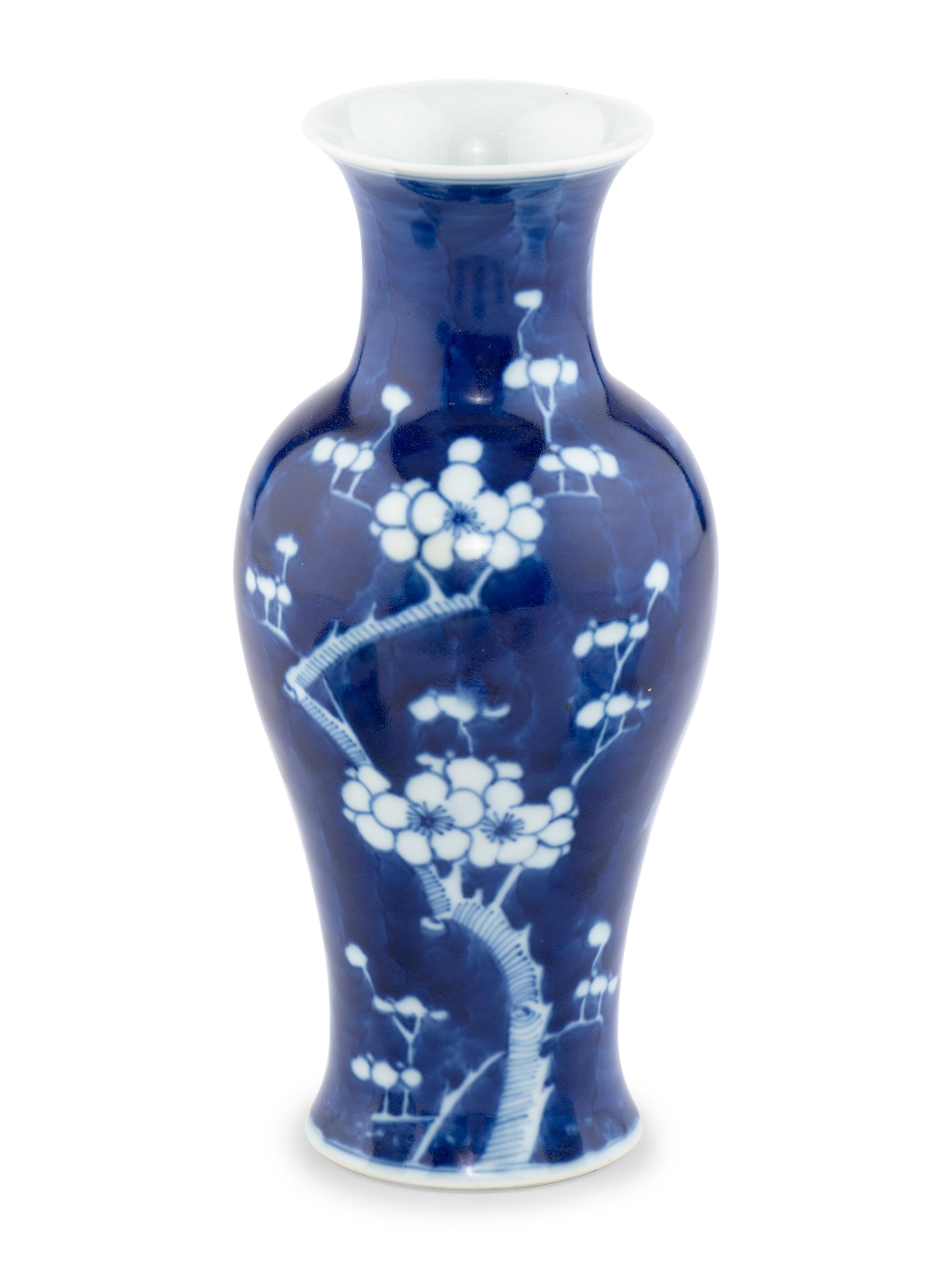 A Group of Five Chinese Blue and White Porcelain Brush Pots with One Vase