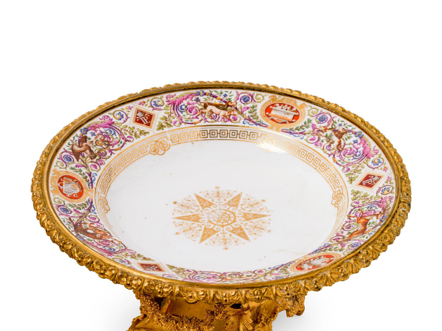 A Pair of Sèvres Style Gilt Bronze Mounted Porcelain Tazze