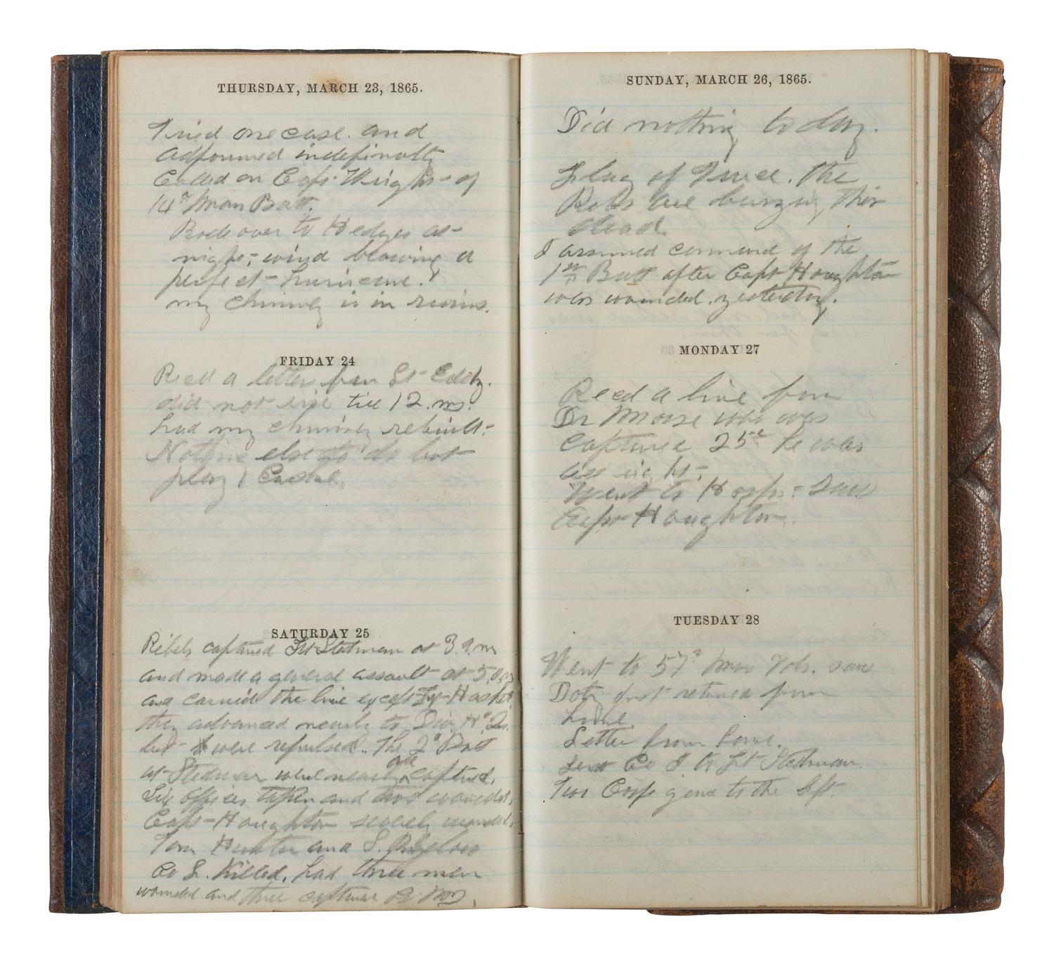 [CIVIL WAR]. Diary of Captain George Brennan, Co. M, New York 14th Heavy Artillery, 1865.