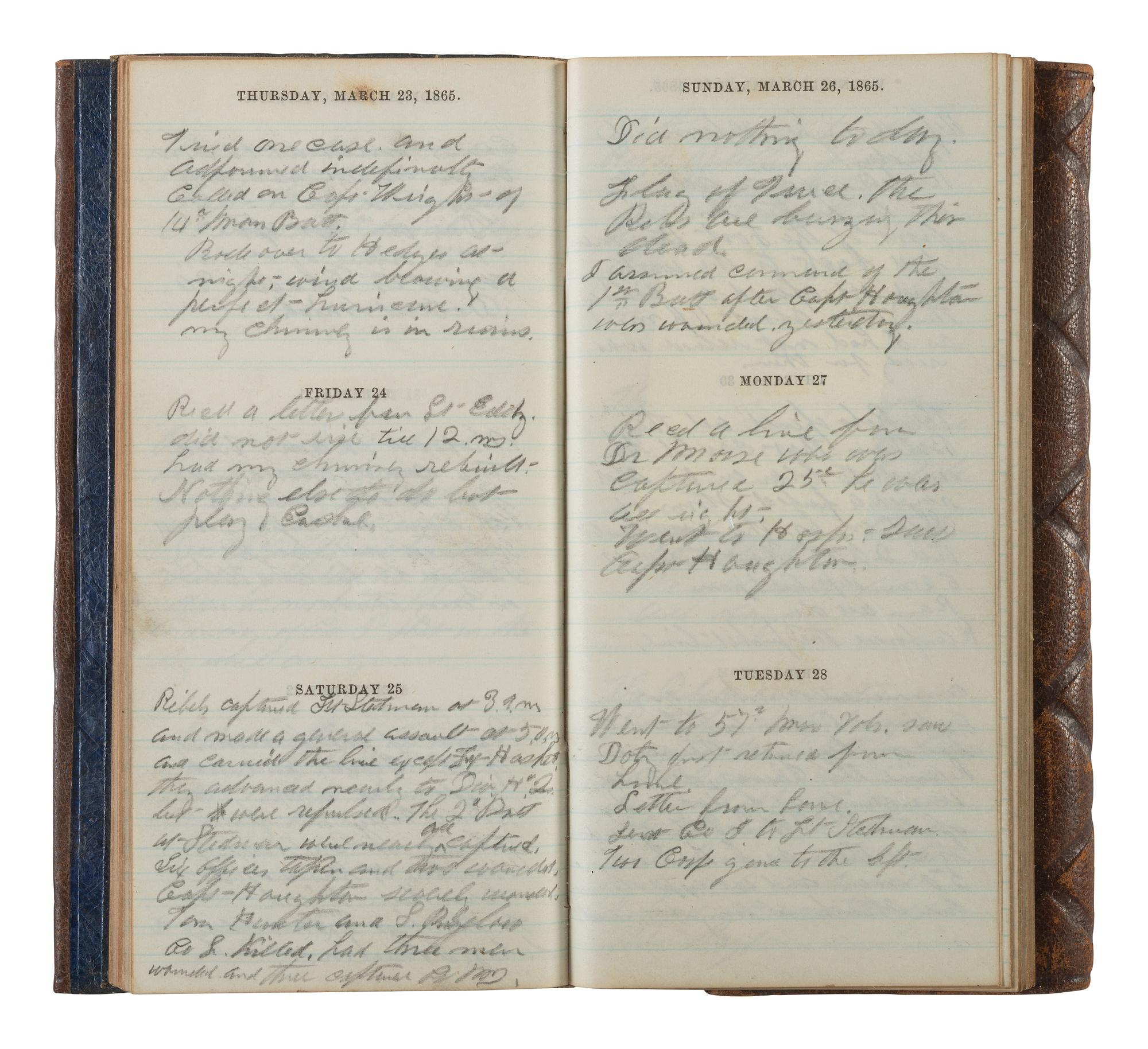 [CIVIL WAR]. Diary of Captain George Brennan, Co. M, New York 14th Heavy Artillery, 1865.